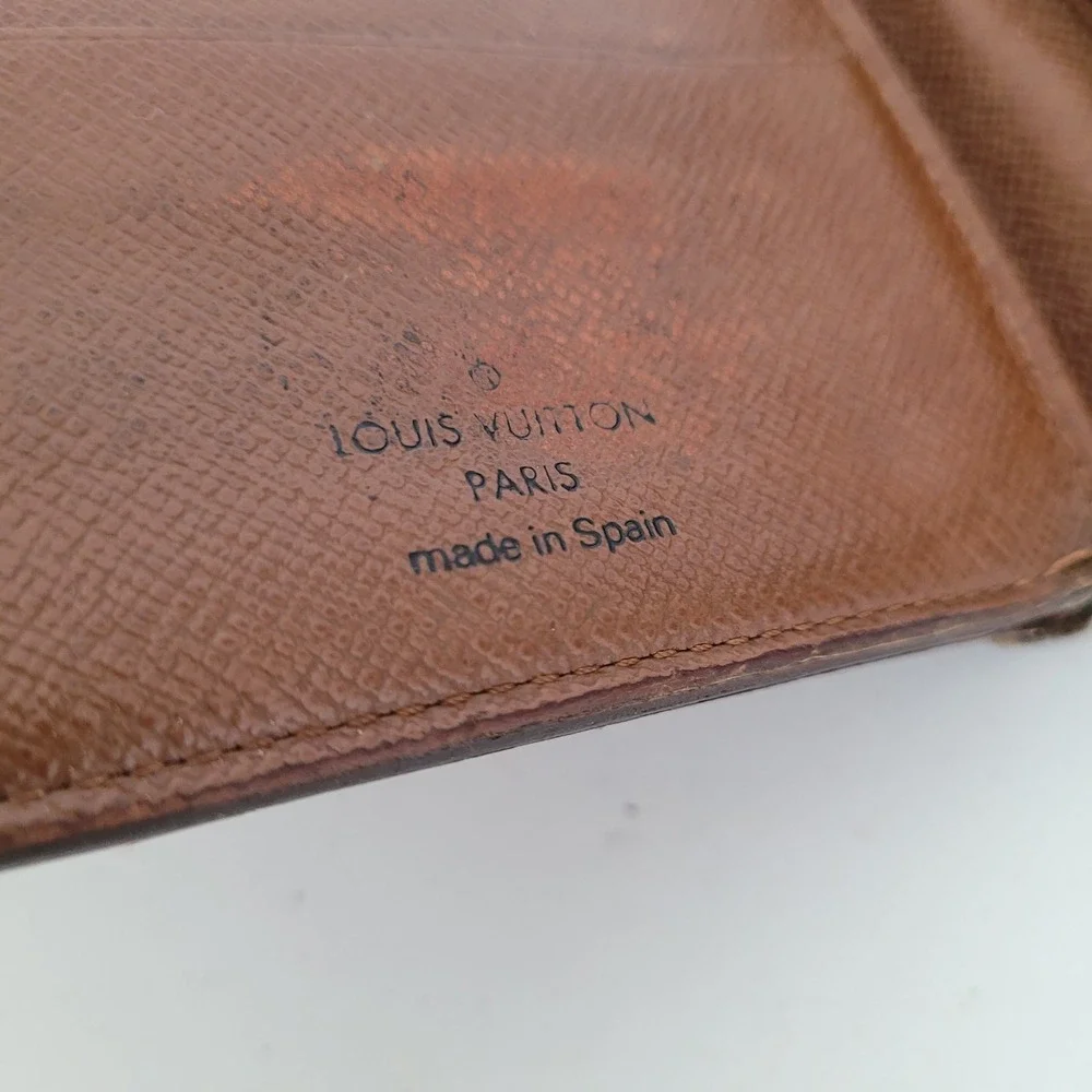 Louis Vuitton Monogram Canvas Bifold Wallet Brown CA3140 Made in Spain Fair
